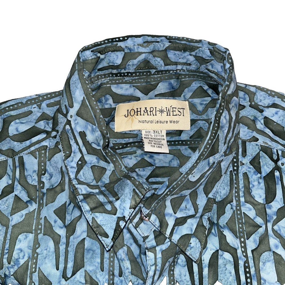 Johari West Hawaiian Shirt Mens XXXLT Blue Print New NWT Leisure Wear Beach